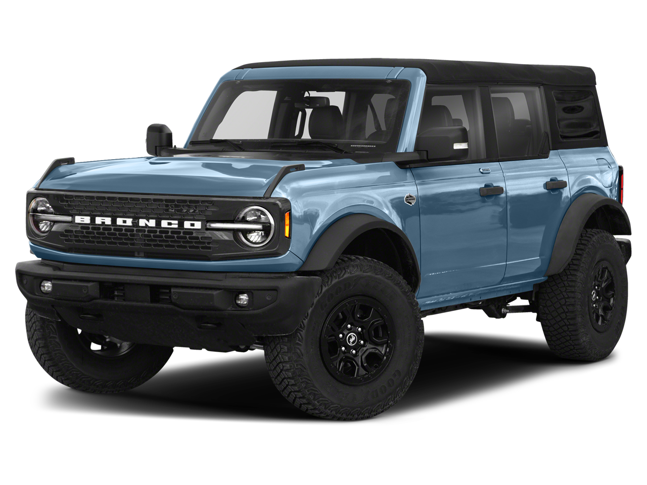 2023 Ford Bronco Wildtrak in Area 51 — front three-quarter view