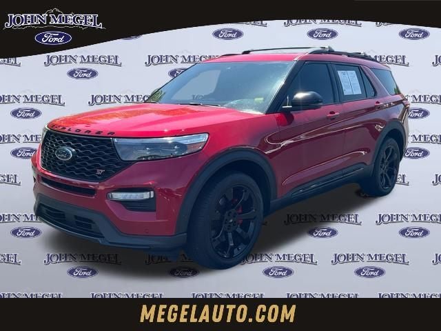 2021 Ford Explorer ST in Red Metallic — front three-quarter view