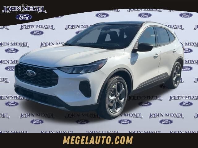 2025 Ford Escape Hybrid ST-Line in White Metallic — front three-quarter view