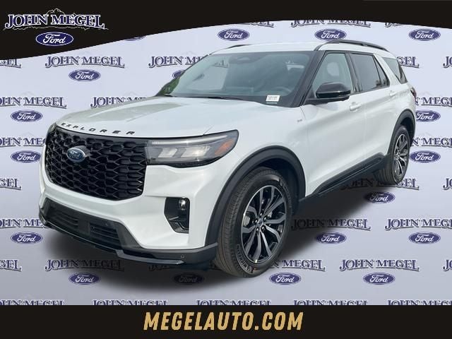 2026 Ford Explorer ST-Line in White Metallic — front three-quarter view