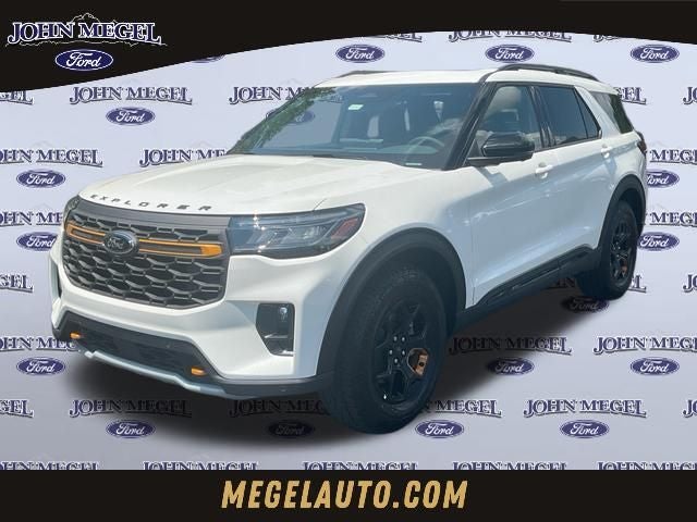 2026 Ford Explorer Tremor in Star White Metallic Tri-Coat — front three-quarter view
