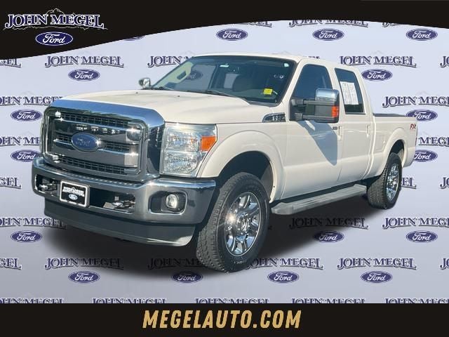 2015 Ford F-250SD Lariat in White Platinum Clearcoat Metallic — front three-quarter view