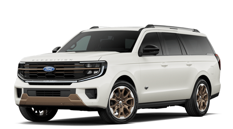 2027 Ford Expedition MAX King Ranch in Star White Metallic Tri-Coat — front three-quarter view