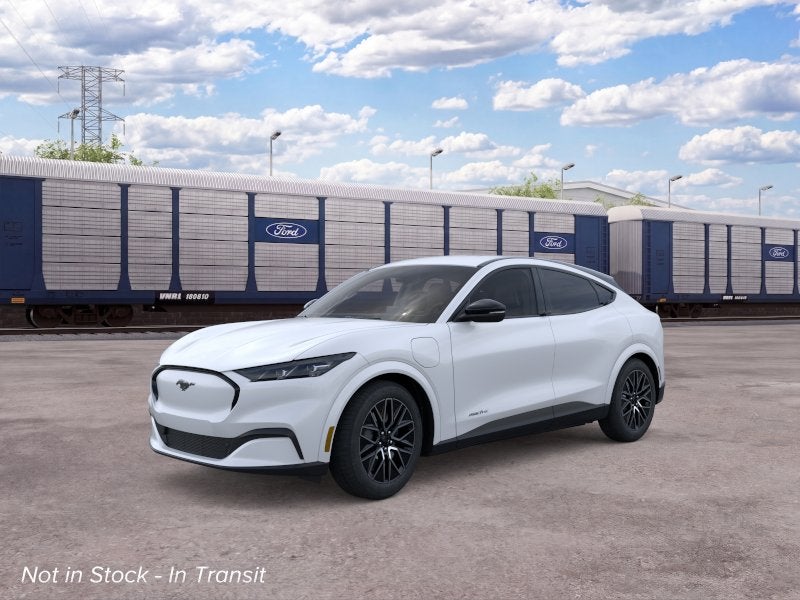 2026 Ford Mustang Mach-E Premium in Star White Metallic Tri-Coat — front three-quarter view